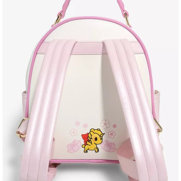 Tokidoki Unicorno Cherry Blossom Mini Backpack w/Clear Pouch Keychain NWT Sealed - Picture 5 of 5